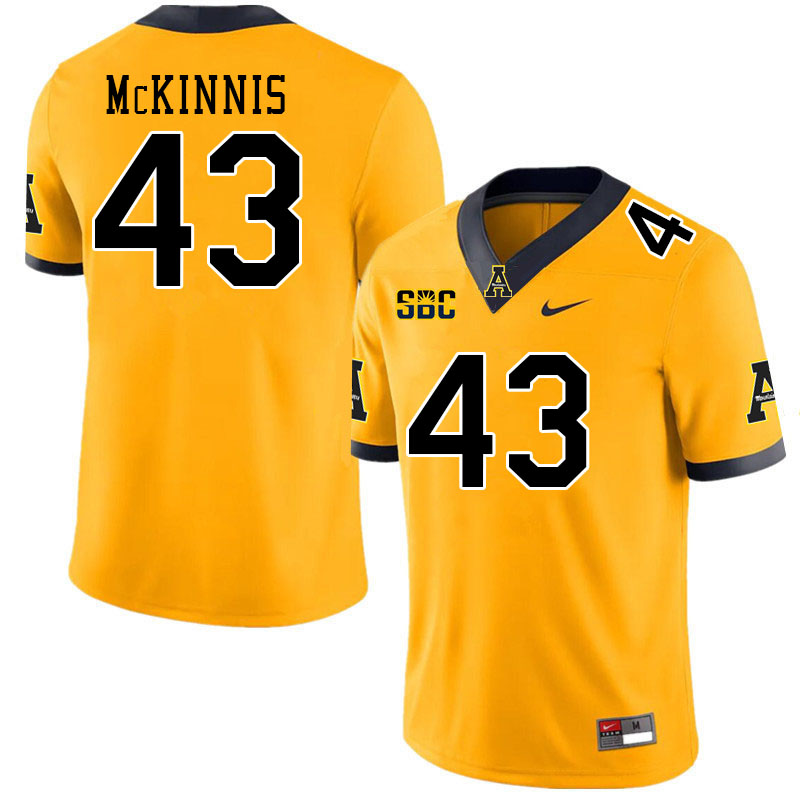 Men #43 Ryan McKinnis Appalachian State Mountaineers College Football Jerseys Stitched Sale-Gold